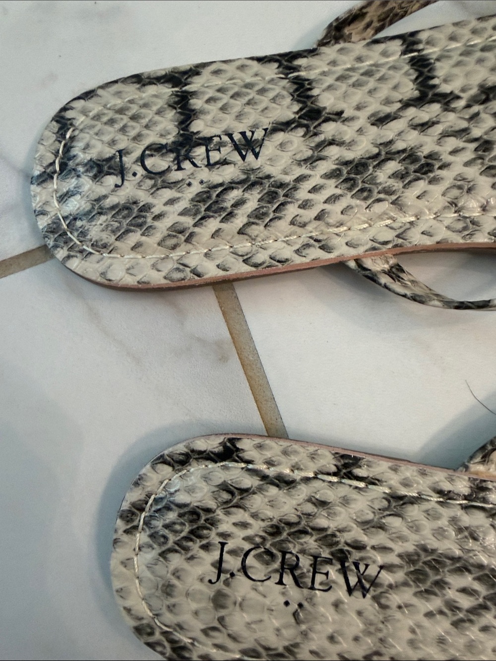 J. Crew Factory Snake Print Flip Flop Sandals in Black and Cream - Picture 4 of 4